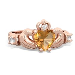 Citrine Claddagh Keepsake 14K Rose Gold ring R5245