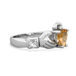 Citrine Claddagh Keepsake 14K White Gold ring R5245