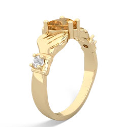 Citrine Claddagh Keepsake 14K Yellow Gold ring R5245