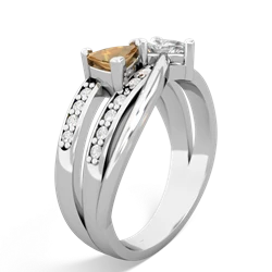 Citrine Bowtie 14K White Gold ring R2360