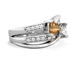 Citrine Bowtie 14K White Gold ring R2360