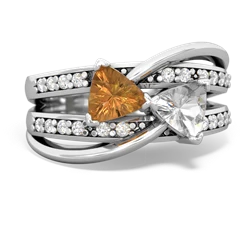 Citrine Bowtie 14K White Gold ring R2360