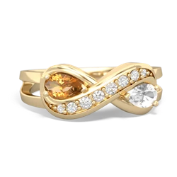 Citrine Diamond Infinity 14K Yellow Gold ring R5390