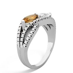 Citrine Diamond Rivers 14K White Gold ring R3070