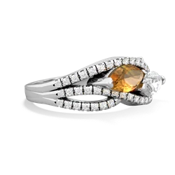 Citrine Diamond Rivers 14K White Gold ring R3070