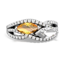 Citrine Diamond Rivers 14K White Gold ring R3070