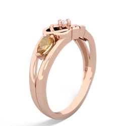 Citrine Hearts Intertwined 14K Rose Gold ring R5880