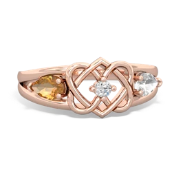 Citrine Hearts Intertwined 14K Rose Gold ring R5880