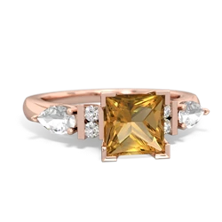 Citrine 6Mm Princess Eternal Embrace Engagement 14K Rose Gold ring C2002