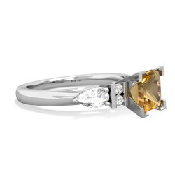 Citrine 6Mm Princess Eternal Embrace Engagement 14K White Gold ring C2002