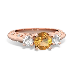 Citrine Art Deco Eternal Embrace Engagement 14K Rose Gold ring C2003