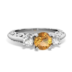 Citrine Art Deco Eternal Embrace Engagement 14K White Gold ring C2003