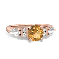 Citrine 6Mm Round Eternal Embrace Engagement 14K Rose Gold ring R2005