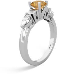 Citrine 6Mm Round Eternal Embrace Engagement 14K White Gold ring R2005