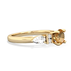 Citrine 6Mm Round Eternal Embrace Engagement 14K Yellow Gold ring R2005