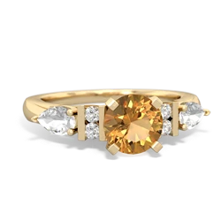 Citrine 6Mm Round Eternal Embrace Engagement 14K Yellow Gold ring R2005