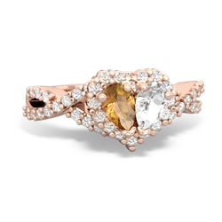 Citrine Diamond Twist 'One Heart' 14K Rose Gold ring R2640HRT