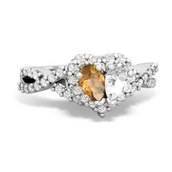 Citrine Diamond Twist 'One Heart' 14K White Gold ring R2640HRT