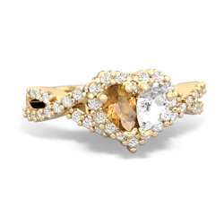 Citrine Diamond Twist 'One Heart' 14K Yellow Gold ring R2640HRT