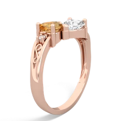 Citrine Snuggling Hearts 14K Rose Gold ring R2178