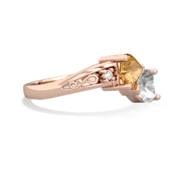 Citrine Snuggling Hearts 14K Rose Gold ring R2178