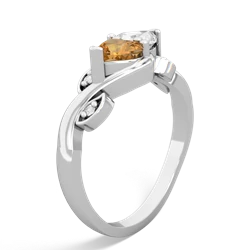 Citrine Floral Elegance 14K White Gold ring R5790