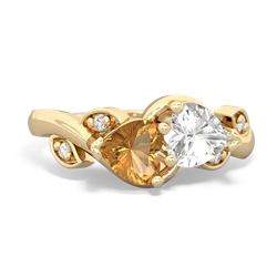 Citrine Floral Elegance 14K Yellow Gold ring R5790