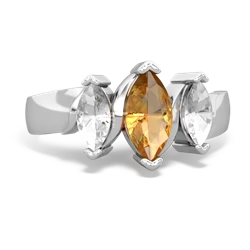 Citrine Three Peeks 14K White Gold ring R2433