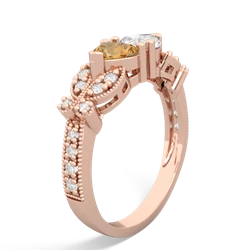 Citrine Diamond Butterflies 14K Rose Gold ring R5601