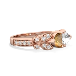 Citrine Diamond Butterflies 14K Rose Gold ring R5601