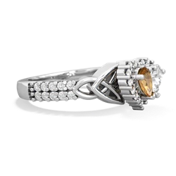 Citrine Celtic Knot Two Hearts As One 14K White Gold ring R2644HRT