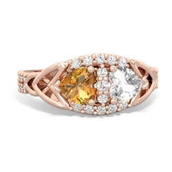 Citrine Sparkling Celtic Knot 14K Rose Gold ring R2645