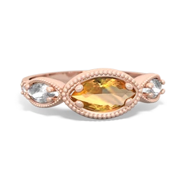 Citrine Milgrain Marquise 14K Rose Gold ring R5700