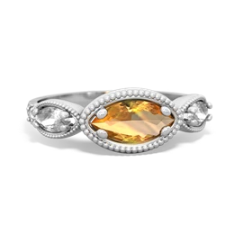 Citrine Milgrain Marquise 14K White Gold ring R5700