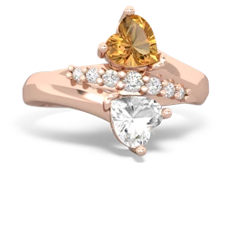 Citrine Heart To Heart 14K Rose Gold ring R2064