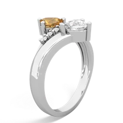 Citrine Heart To Heart 14K White Gold ring R2064