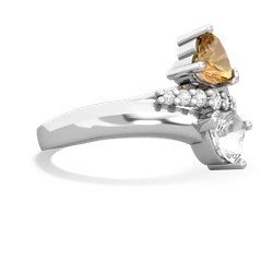 Citrine Heart To Heart 14K White Gold ring R2064