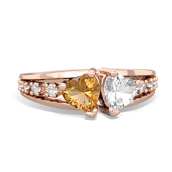 Citrine Heart To Heart 14K Rose Gold ring R3342