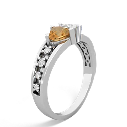 Citrine Heart To Heart 14K White Gold ring R3342