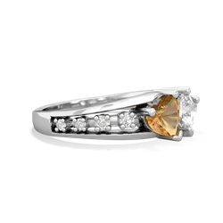 Citrine Heart To Heart 14K White Gold ring R3342