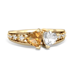 Citrine Heart To Heart 14K Yellow Gold ring R3342