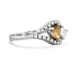 Citrine Mother And Child 14K White Gold ring R3010