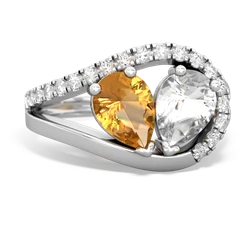 Citrine Nestled Heart Keepsake 14K White Gold ring R5650