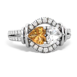 Citrine Art-Deco Keepsake 14K White Gold ring R5630