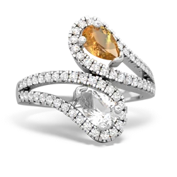 Citrine Diamond Dazzler 14K White Gold ring R3000