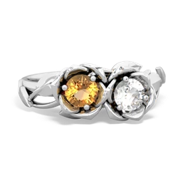 Citrine Rose Garden 14K White Gold ring R5510