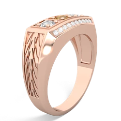 Citrine Three Stone Tire Tread Men's 14K Rose Gold ring R0520