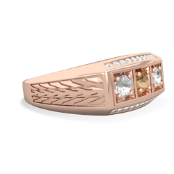 Citrine Three Stone Tire Tread Men's 14K Rose Gold ring R0520