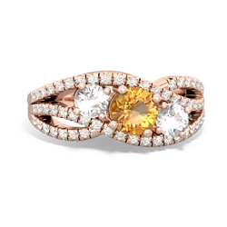 Citrine Three Stone Aurora 14K Rose Gold ring R3080