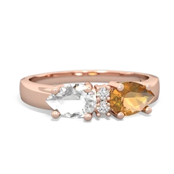 Citrine Pear Bowtie 14K Rose Gold ring R0865